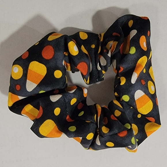 Hand Crafted Accessories - Candy Corn Halloween Hair Scrunchie